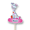 Geboortebord tuin giraffe met hartjes op wolk – Roze/rood