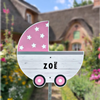 Geboortebord tuin kinderwagen roze